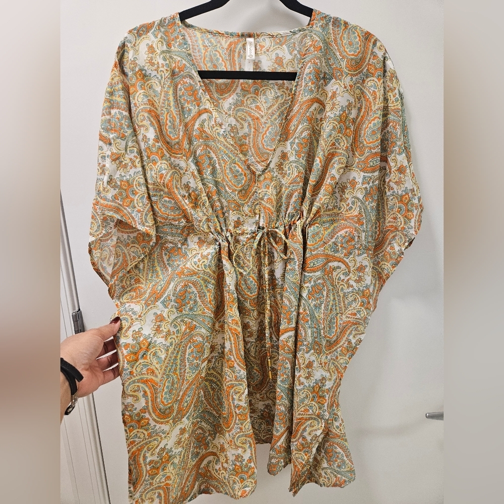 Helen Jon Paisley Mini Dress Coastal Beachwear,Cover Up NWOT - Picture 2 of 13
